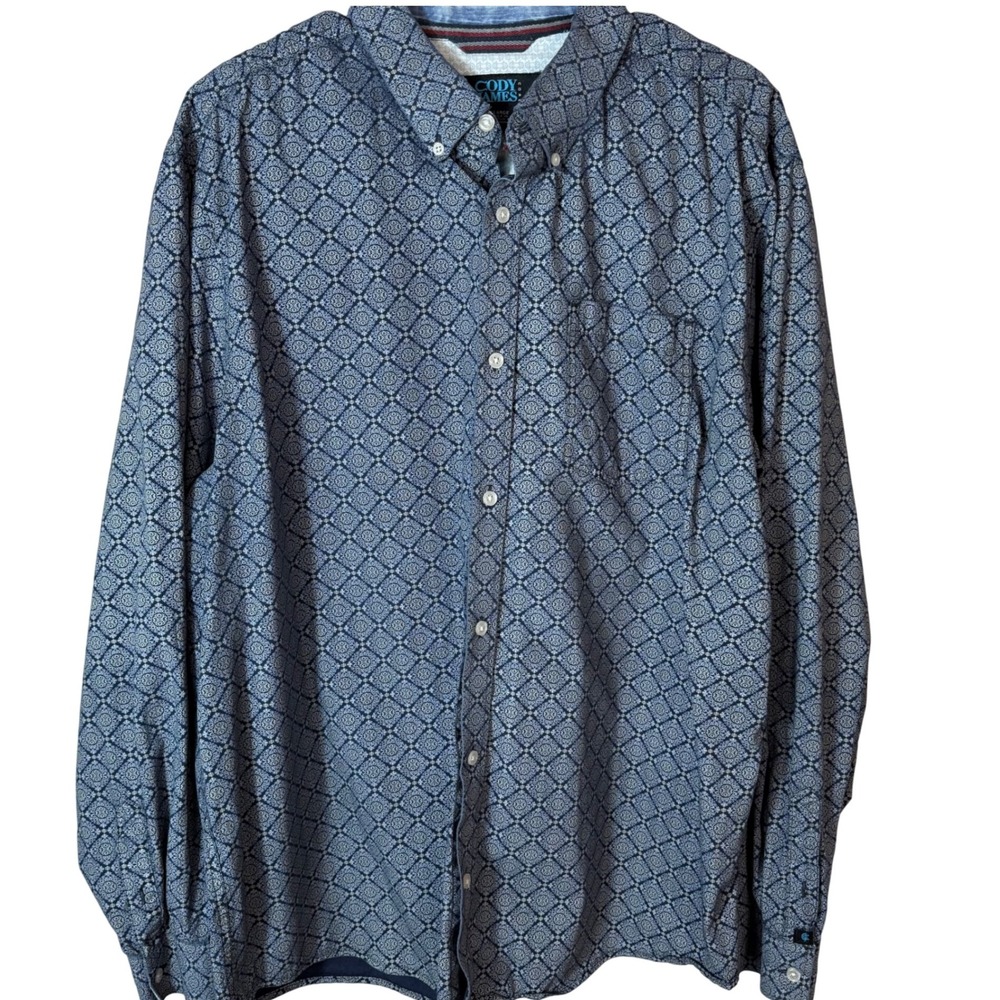 Cody James Mens‎ Long Sleeve Button Down Shirt Geometric Print XLarge